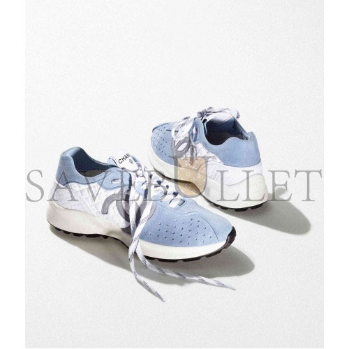 CHANEL SNEAKERS 		FABRIC & SUEDE KIDSKIN			BLUE & WHITE G39074 Y55825 K4274