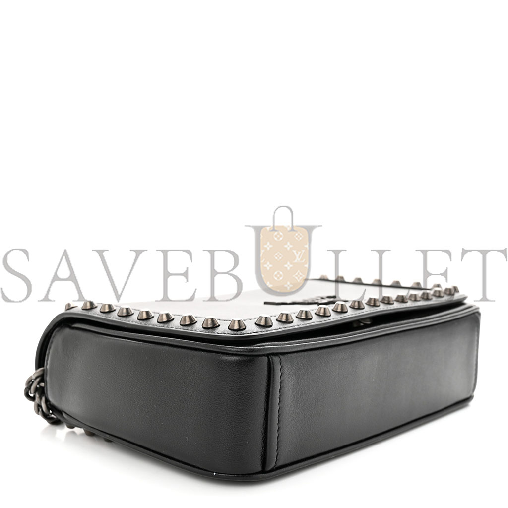 PRADA GLACE CALFSKIN STUDDED CROSSBODY BLACK (22*15*6cm)