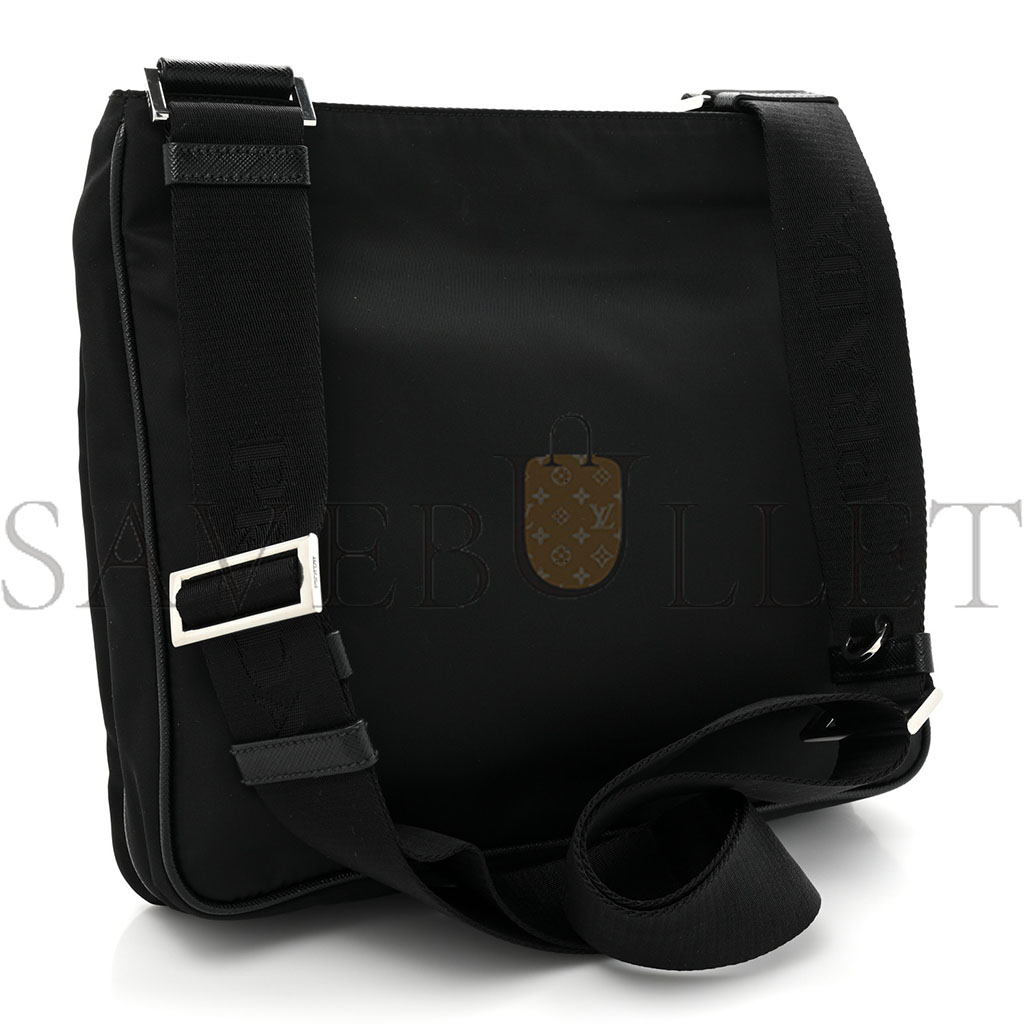 PRADA RE-NYLON SAFFIANO MESSENGER BAG BLACK (28*25*6cm)