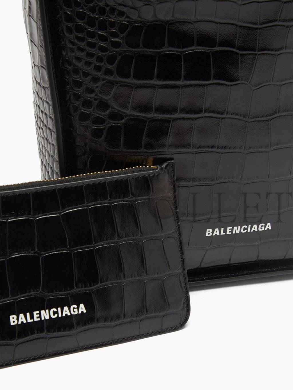 BALENCIAGA BLACK TOOL S CROCODILE-EFFECT LEATHER SHOULDER BAG MATCHESFASHION US (30.7*30.4*11.4cm)