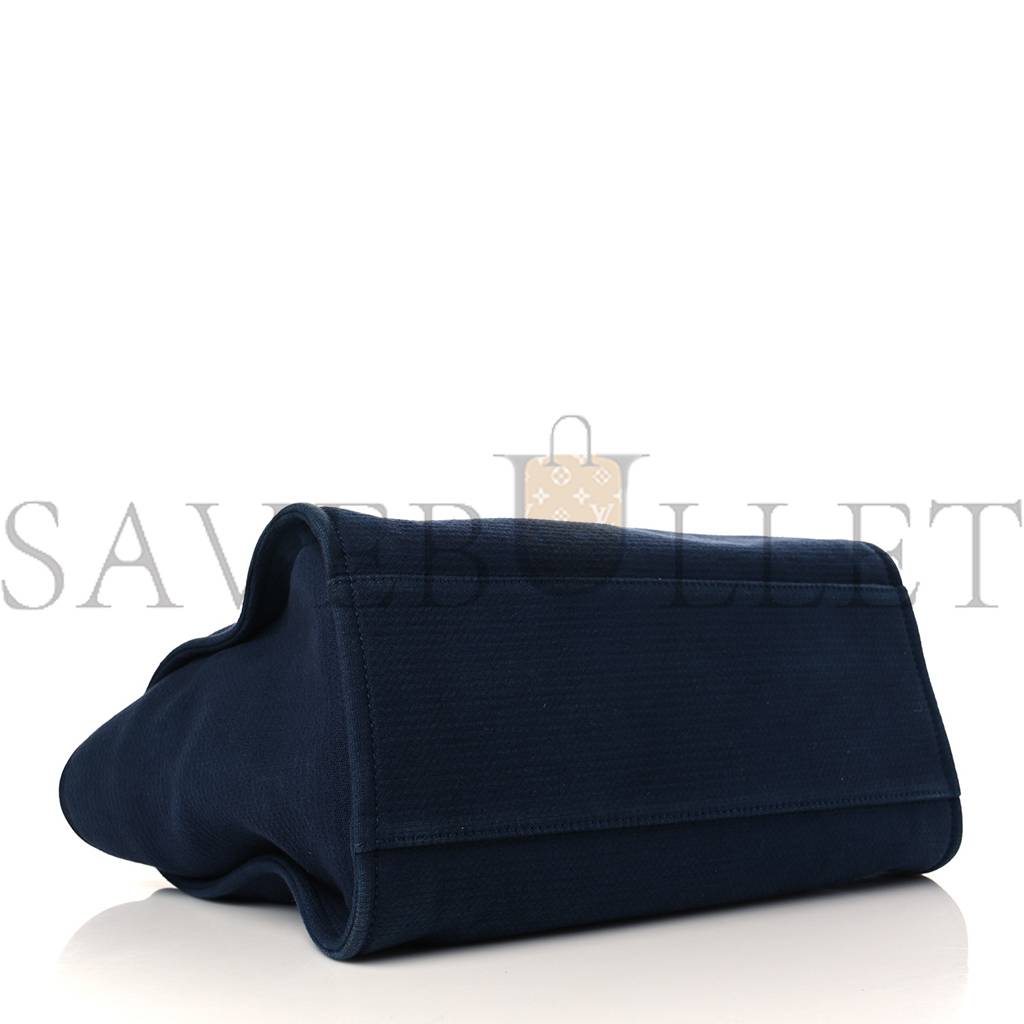 CHANEL MIXED FIBERS CALFSKIN MEDIUM DEAUVILLE TOTE NAVY BLUE (38*29*23cm)