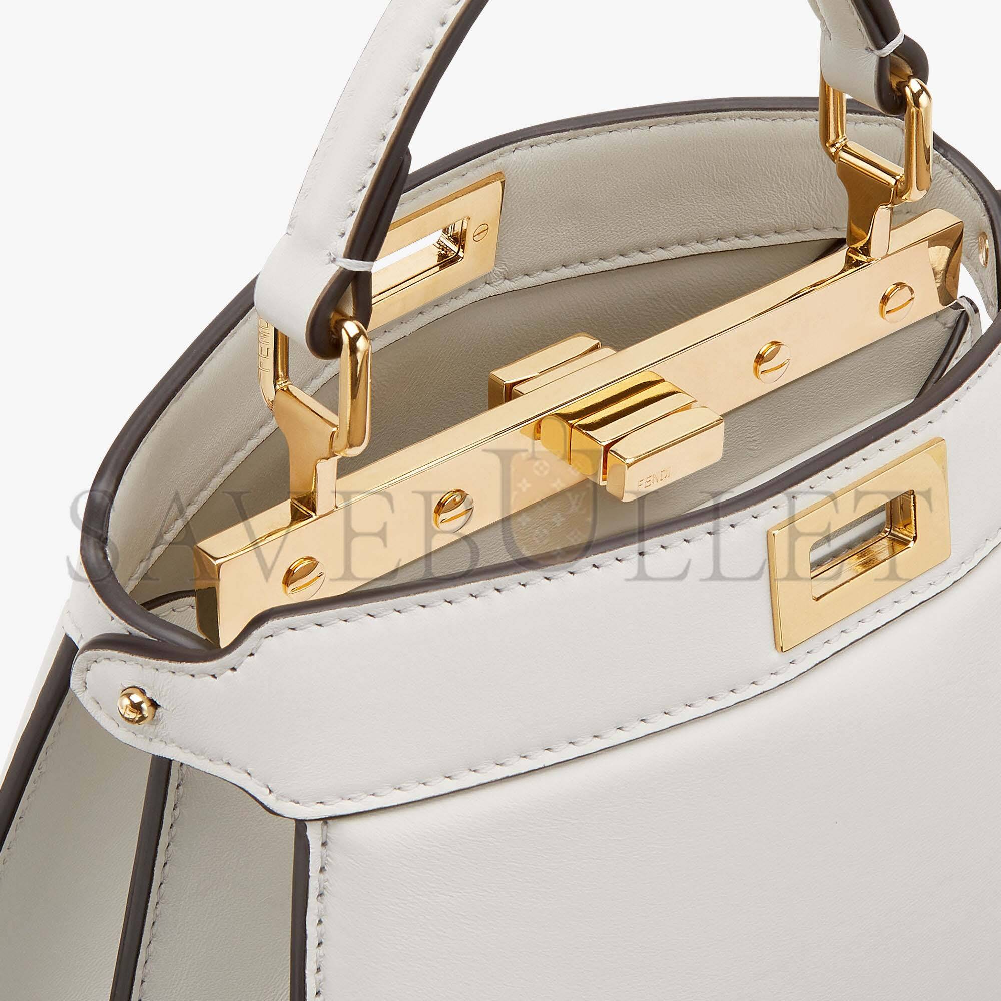 FENDI PEEKABOO ISEEU PETITE - WHITE PADDED NAPPA LEATHER BAG 8BN335ABVEF0QVL (20*15.5*11cm)