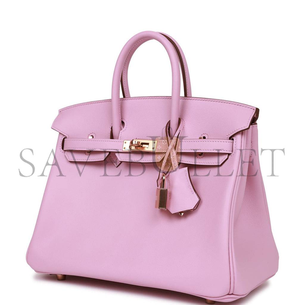 HERMES BIRKIN 25 MAUVE SYLVESTRE SWIFT ROSE GOLD HARDWARE HANDMADE (25cm)