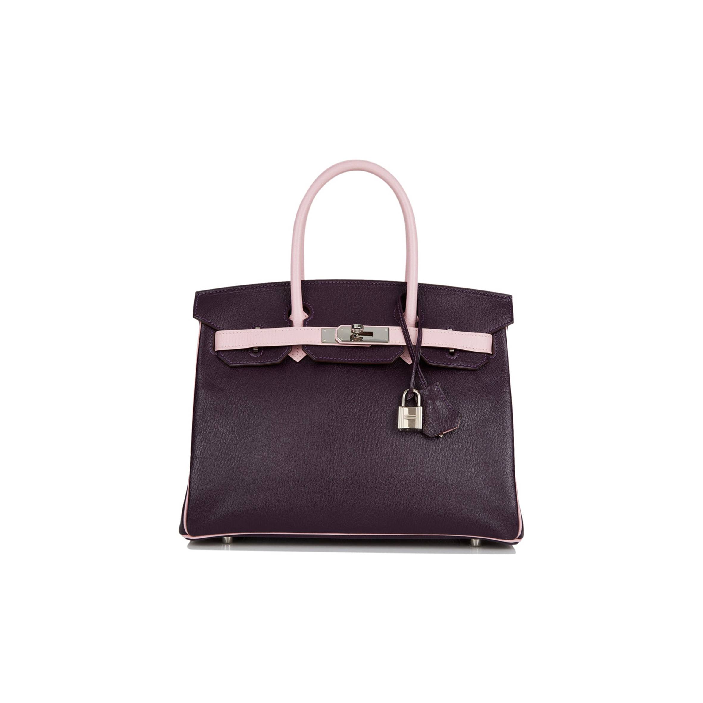 HERMES SPECIAL ORDER (HSS) BIRKIN 30 RAISIN AND ROSE SAKURA CHEVRE PALLADIUM HARDWARE ( 30cm*22*16cm)