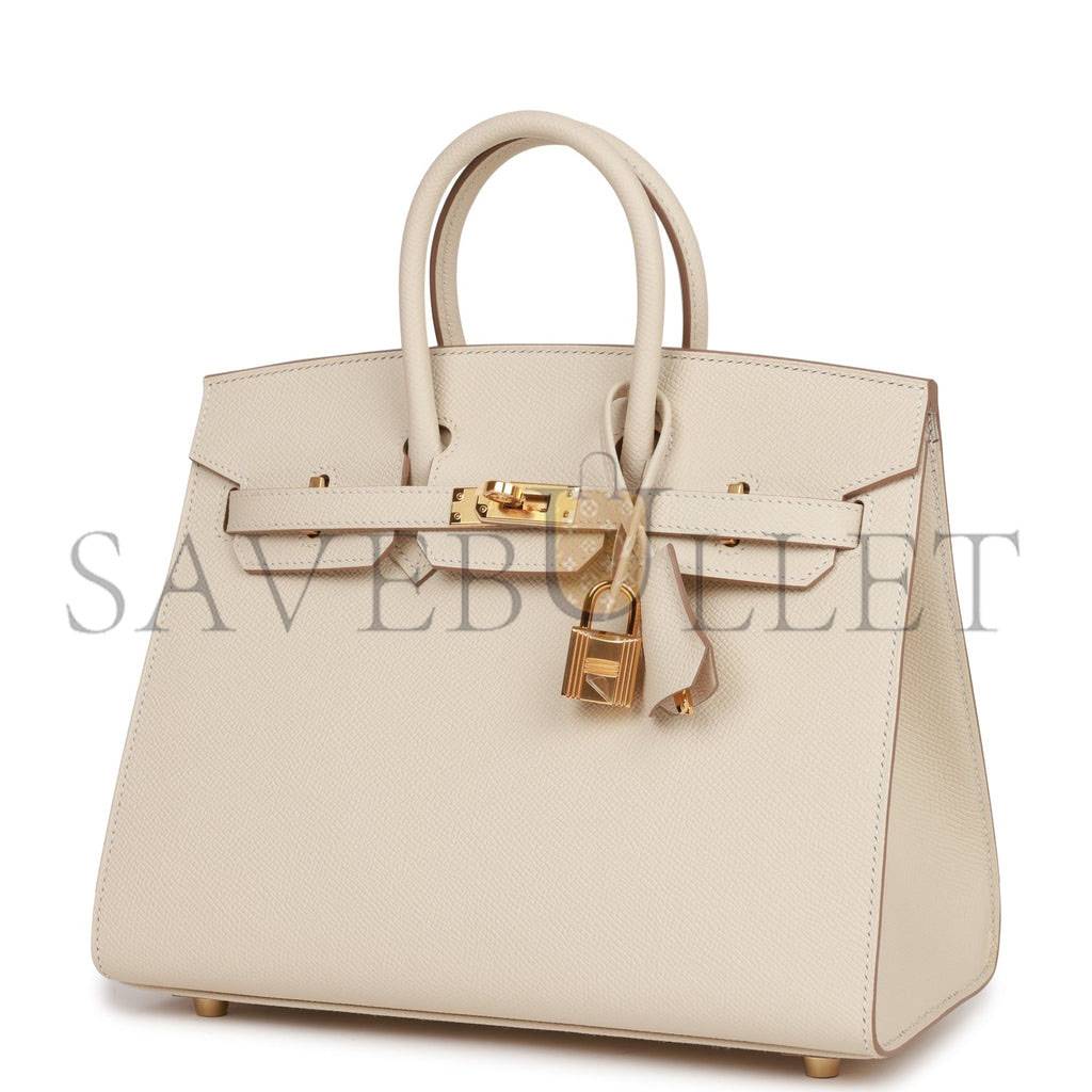 HERMES BIRKIN SELLIER 25 CRAIE EPSOM GOLD HARDWARE HANDMADE (25cm)