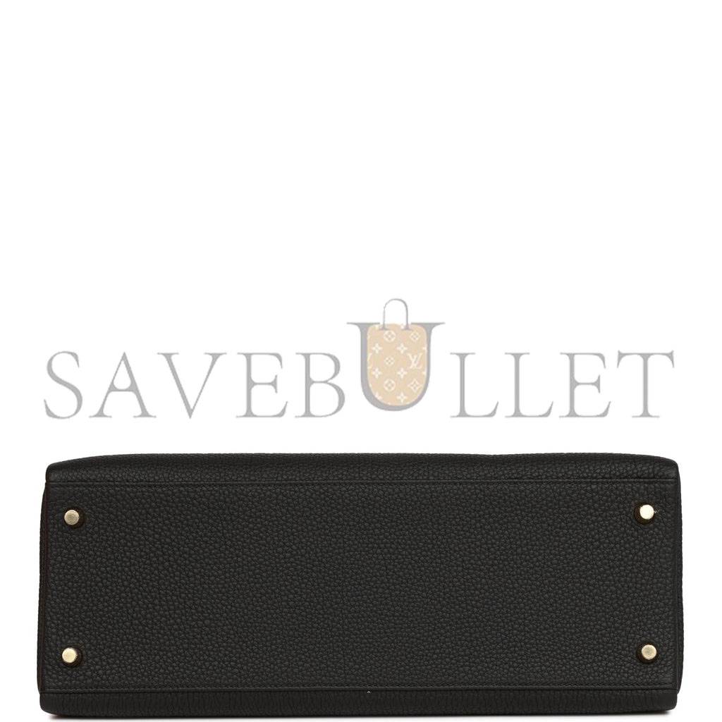 HERMES KELLY RETOURNE 35 BLACK TOGO GOLD HARDWARE (35*24*12cm)