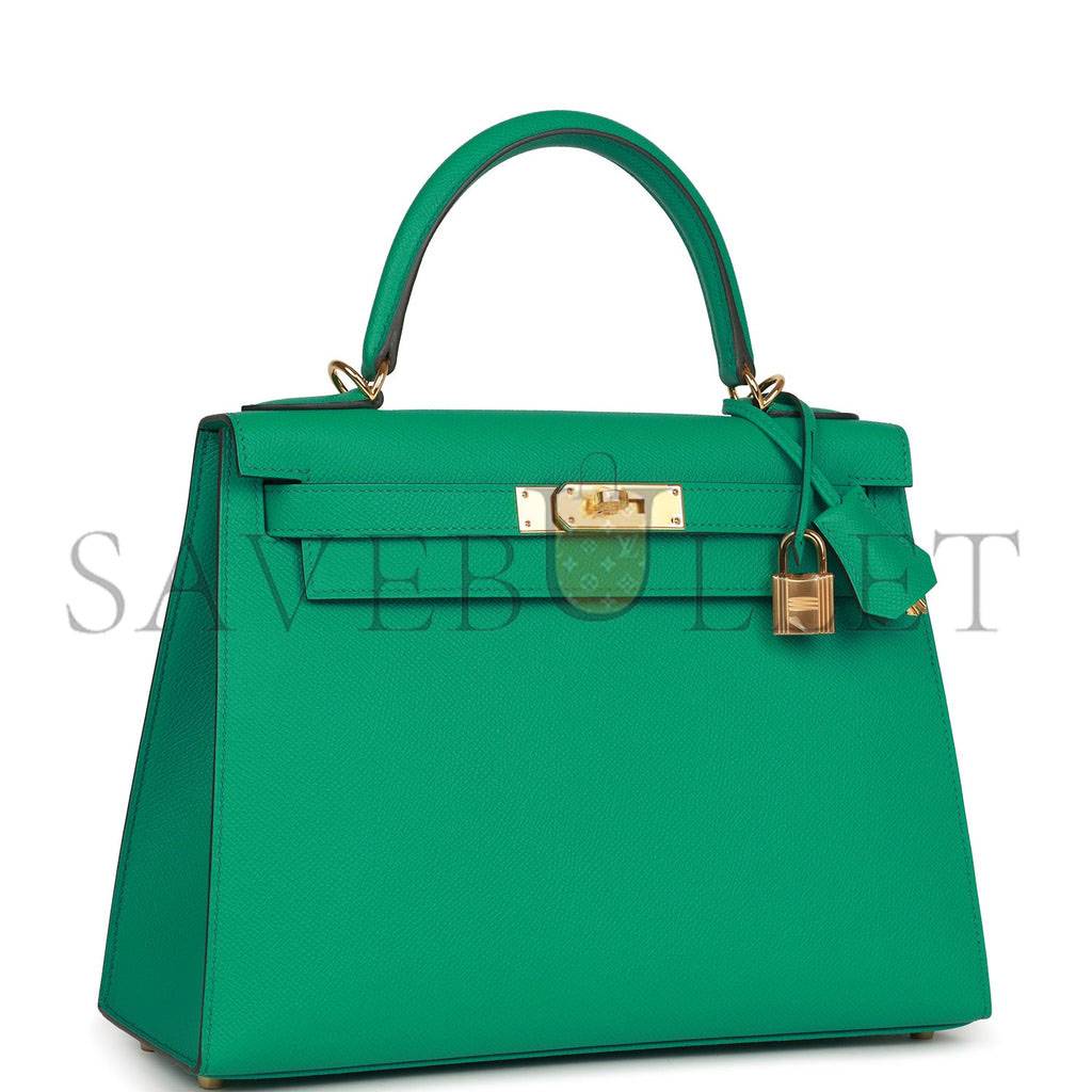 HERMES KELLY SELLIER 28 VERT JADE EPSOM GOLD HARDWARE (28*22*10cm)