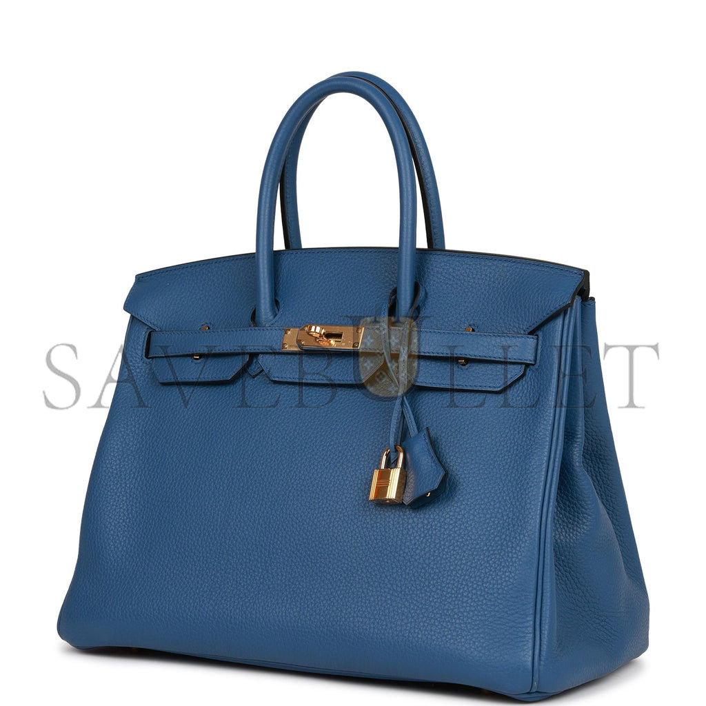 HERMES BIRKIN 35 BLEU AGATE TOGO GOLD HARDWARE (35cm)