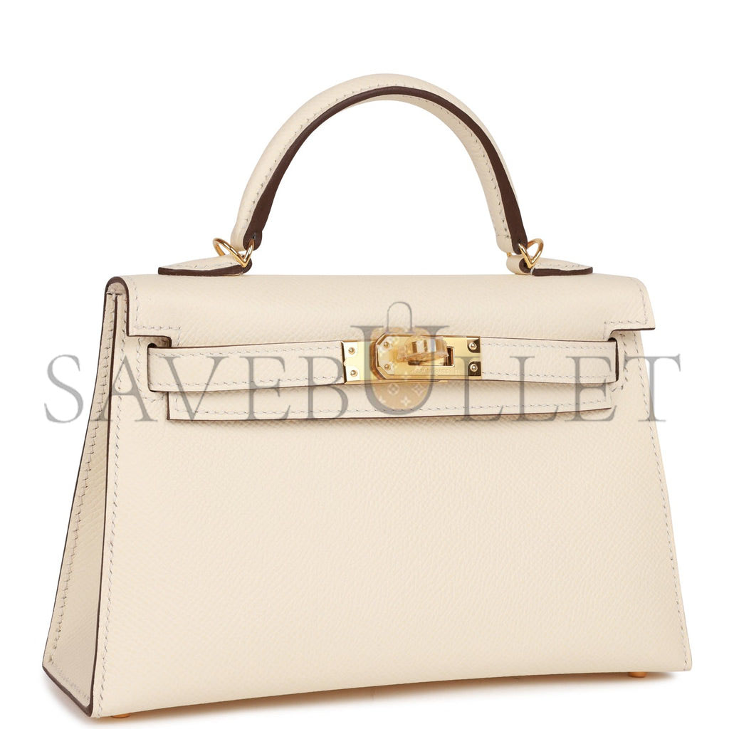 HERMES MINI KELLY SELLIER 20 NATA EPSOM GOLD HARDWARE (19*12*5.5cm)