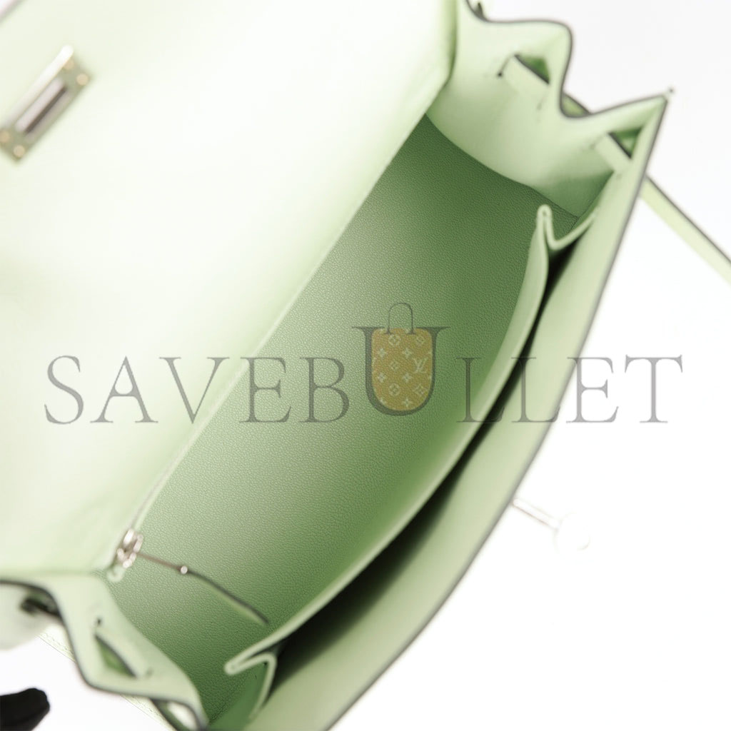 HERMES KELLY SELLIER 25 VERT FIZZ EPSOM PALLADIUM HARDWARE HANDMADE  (25*17*7cm)