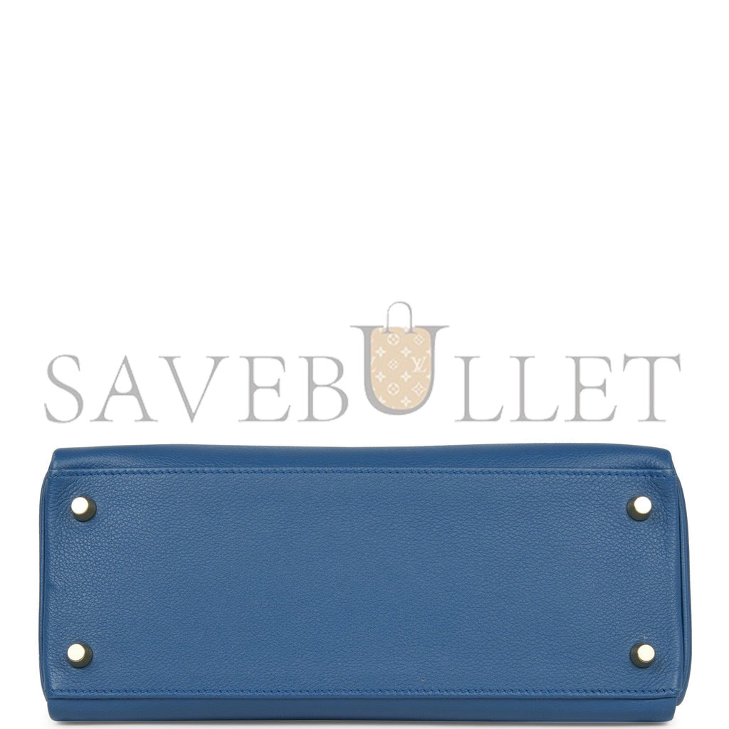 HERMES KELLY RETOURNE 28 BLEU AGATE EVERCOLOR GOLD HARDWARE  (28*22*10cm)