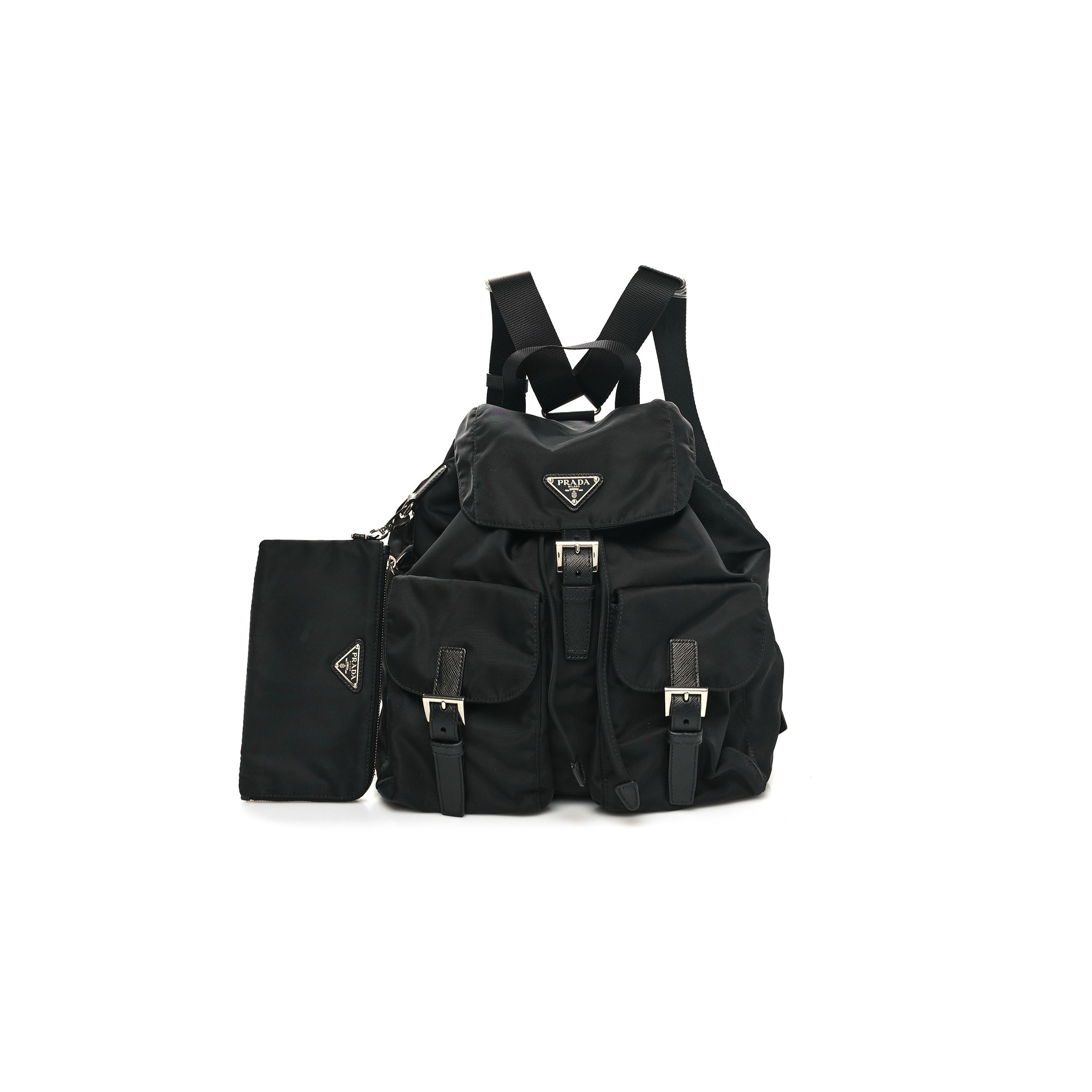 PRADA RE-NYLON TESSUTO SAFFIANO MEDIUM BACKPACK BLACK (29*28*15cm)