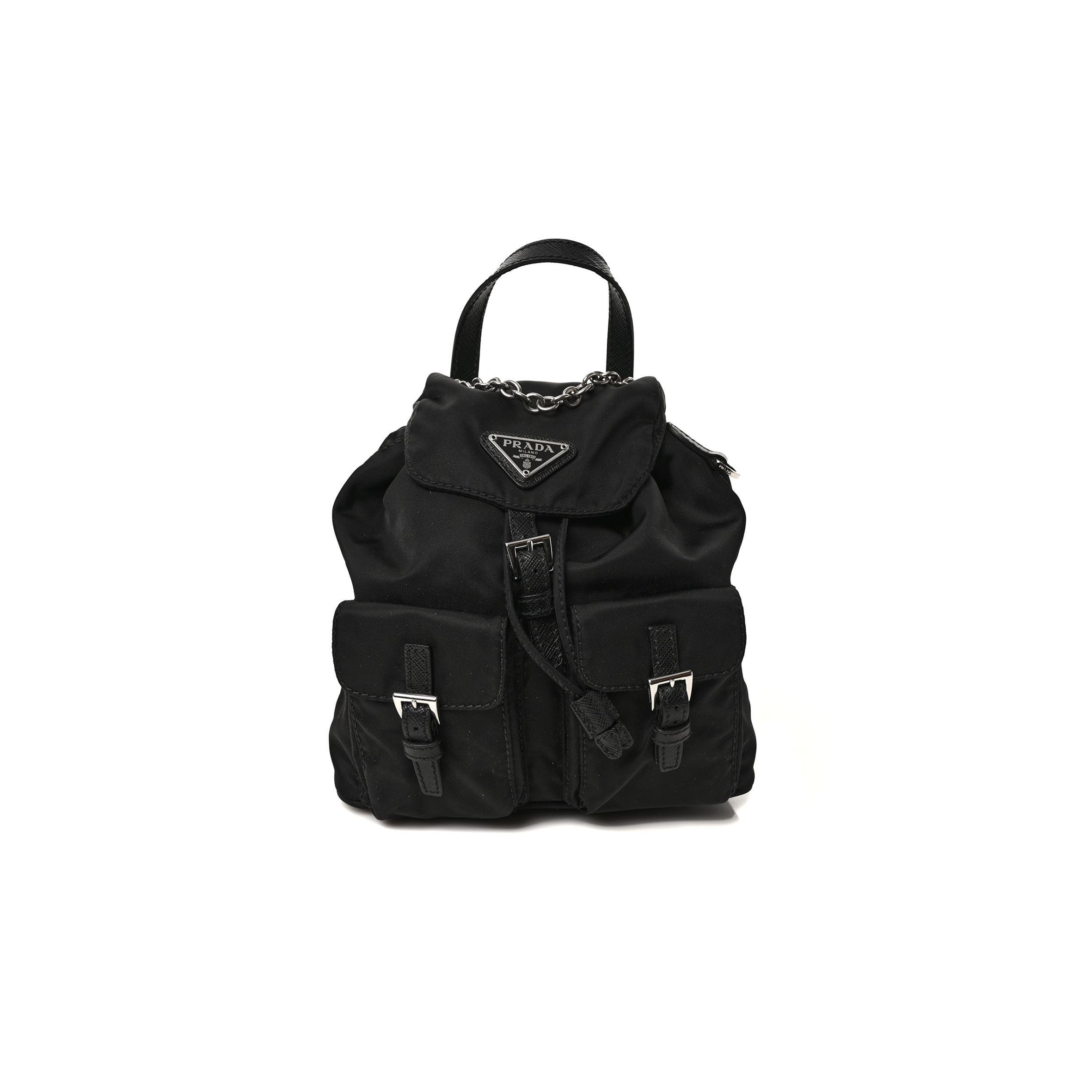 PRADA NYLON VELA MINI CROSSBODY BACKPACK BLACK (18*17*8cm)