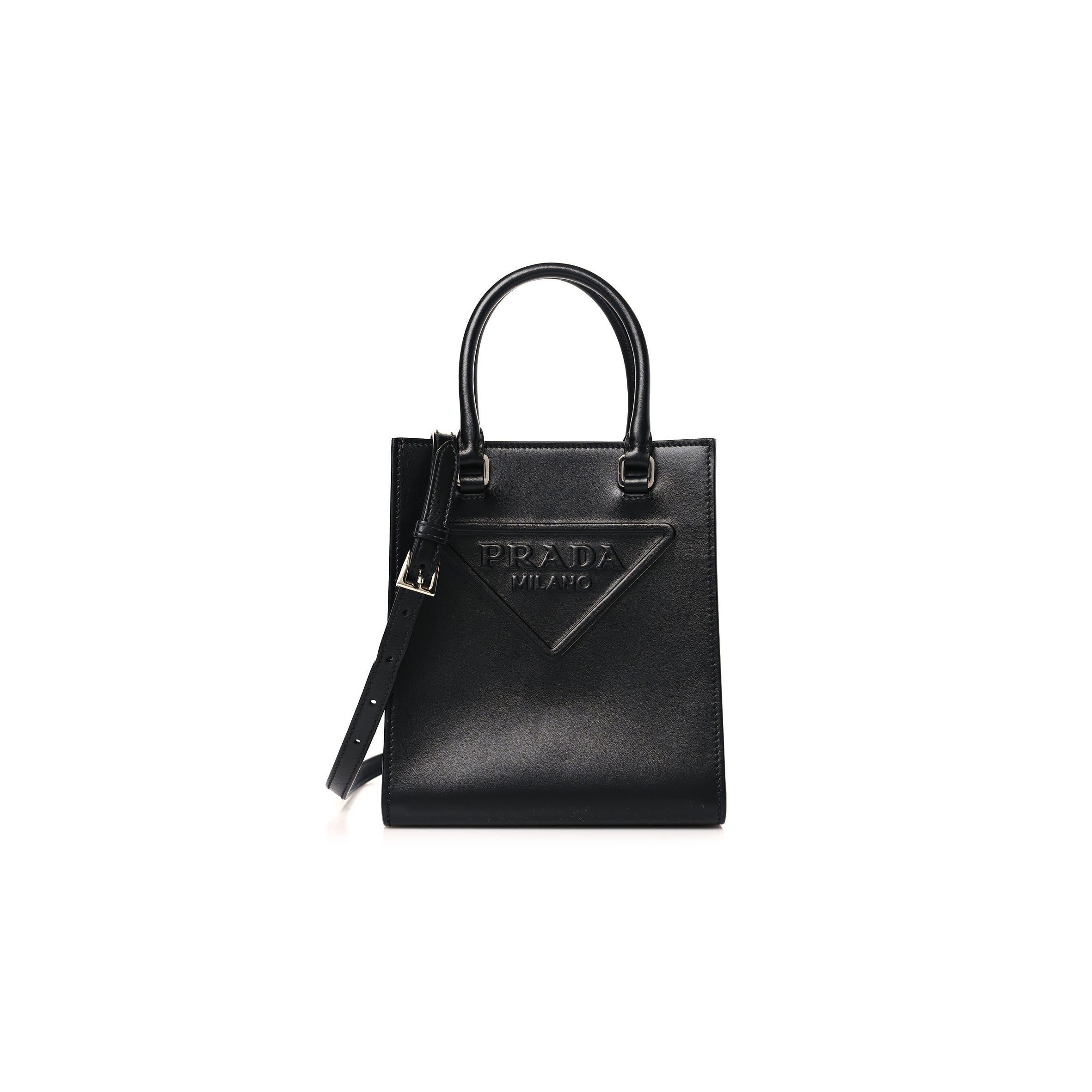 PRADA SOFT CALFSKIN SMALL SHOULDER BAG BLACK (19*17*6cm)