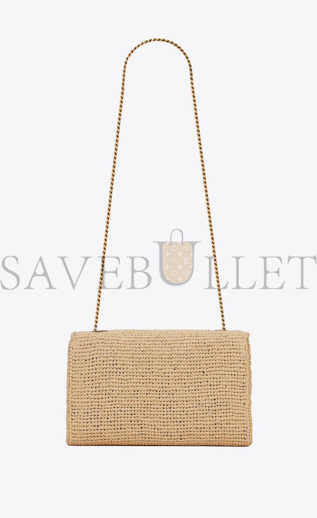 YSL KATE MEDIUM CHAIN BAG IN RAFFIA AND SMOOTH LEATHER 698637GAAA92069 (28.5*20*6cm)