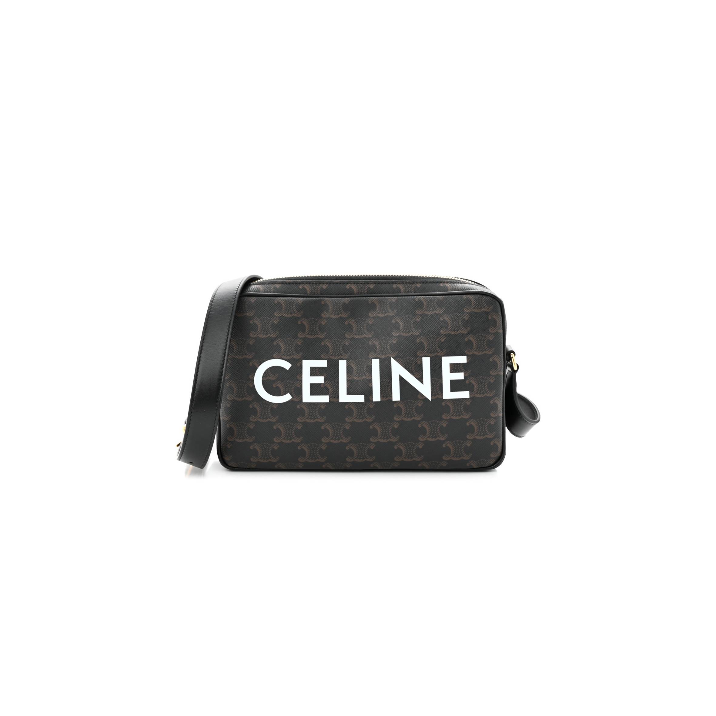 CELINE TRIOMPHE CANVAS MEDIUM MESSENGER BAG BLACK (23*15*5cm)