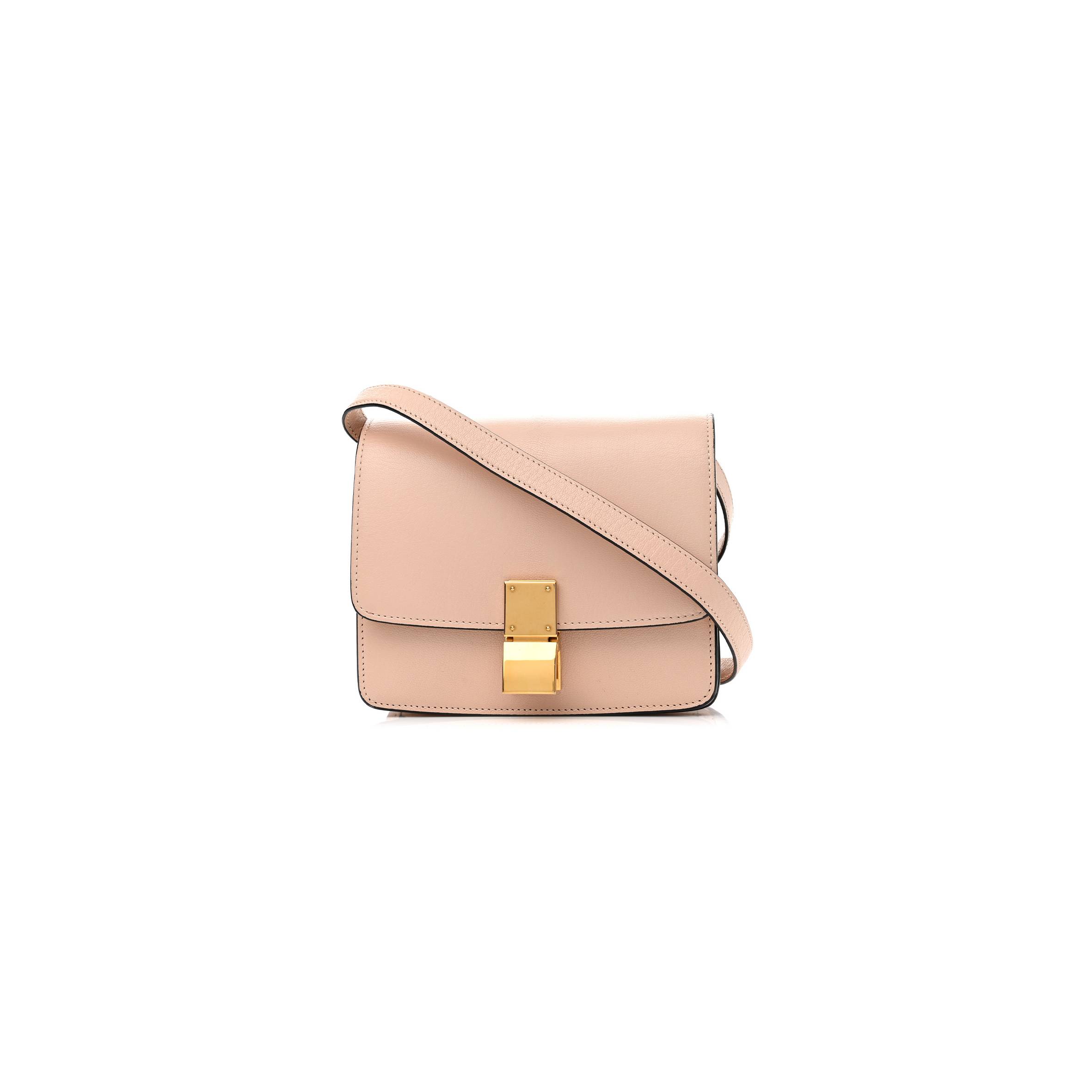 CELINE GOATSKIN SMALL CLASSIC BOX FLAP BAG BLUSH (17*14*6cm)