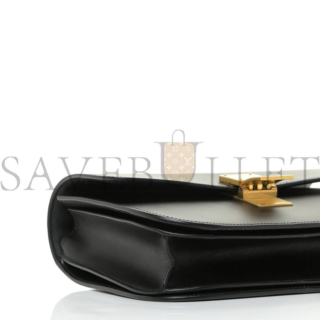 CELINE BOX CALFSKIN MEDIUM CLASSIC BOX FLAP BAG BLACK (23*18*7cm)