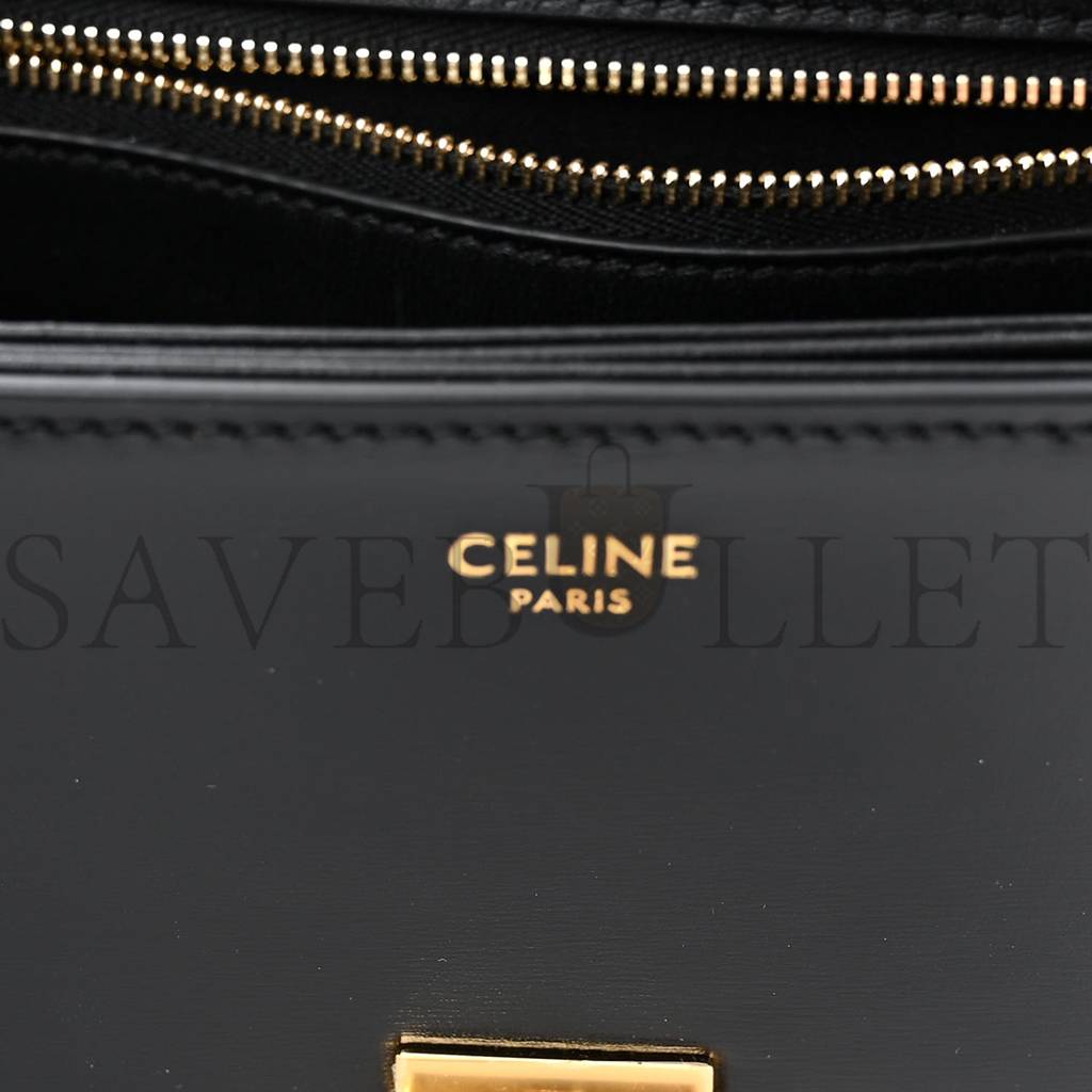 CELINE SHINY CALFSKIN TEEN TRIOMPHE BLACK (18*13*8cm)