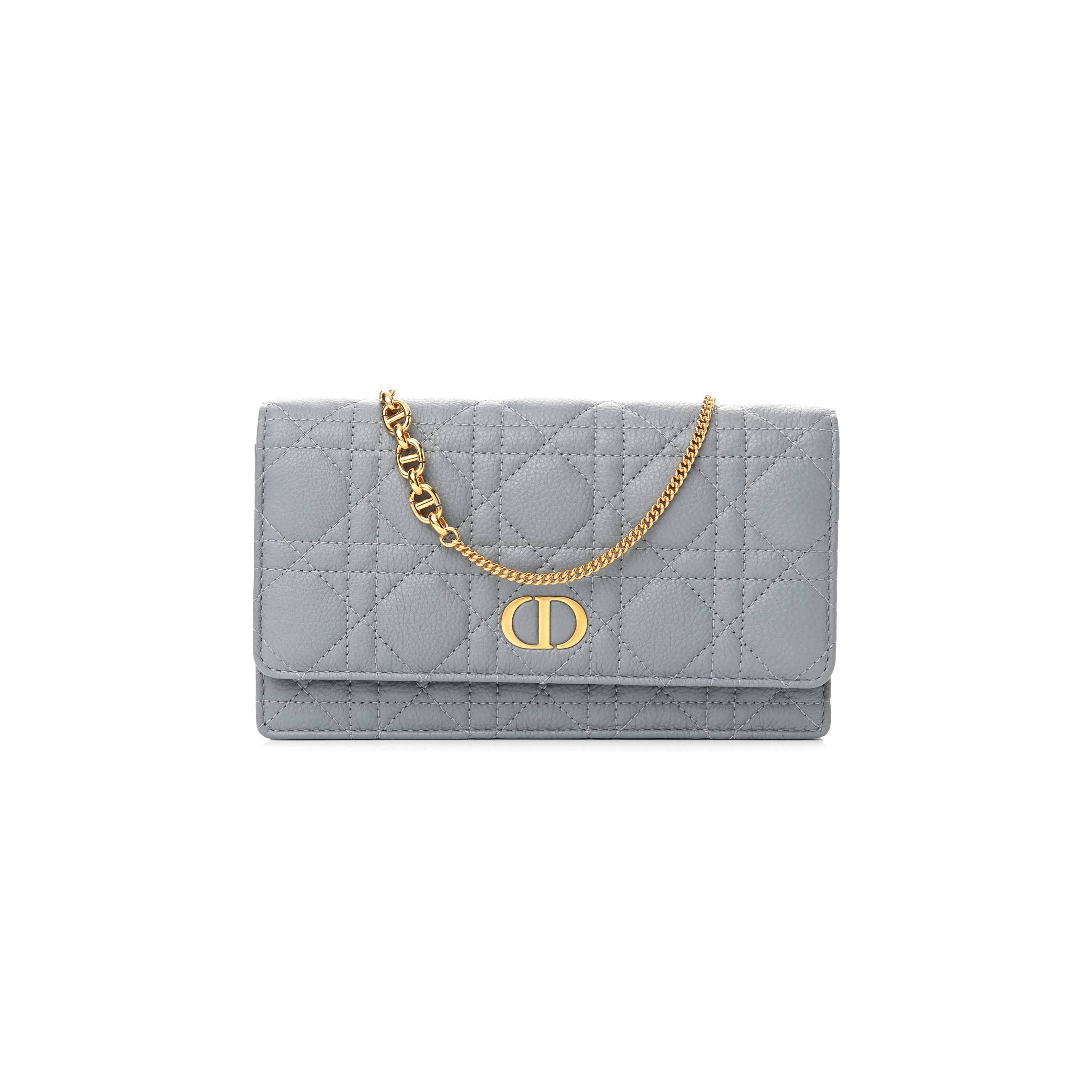 DIOR SUPPLE CALFSKIN CARO POUCH WITH CHAIN CLOUD (20*11*3.2cm)