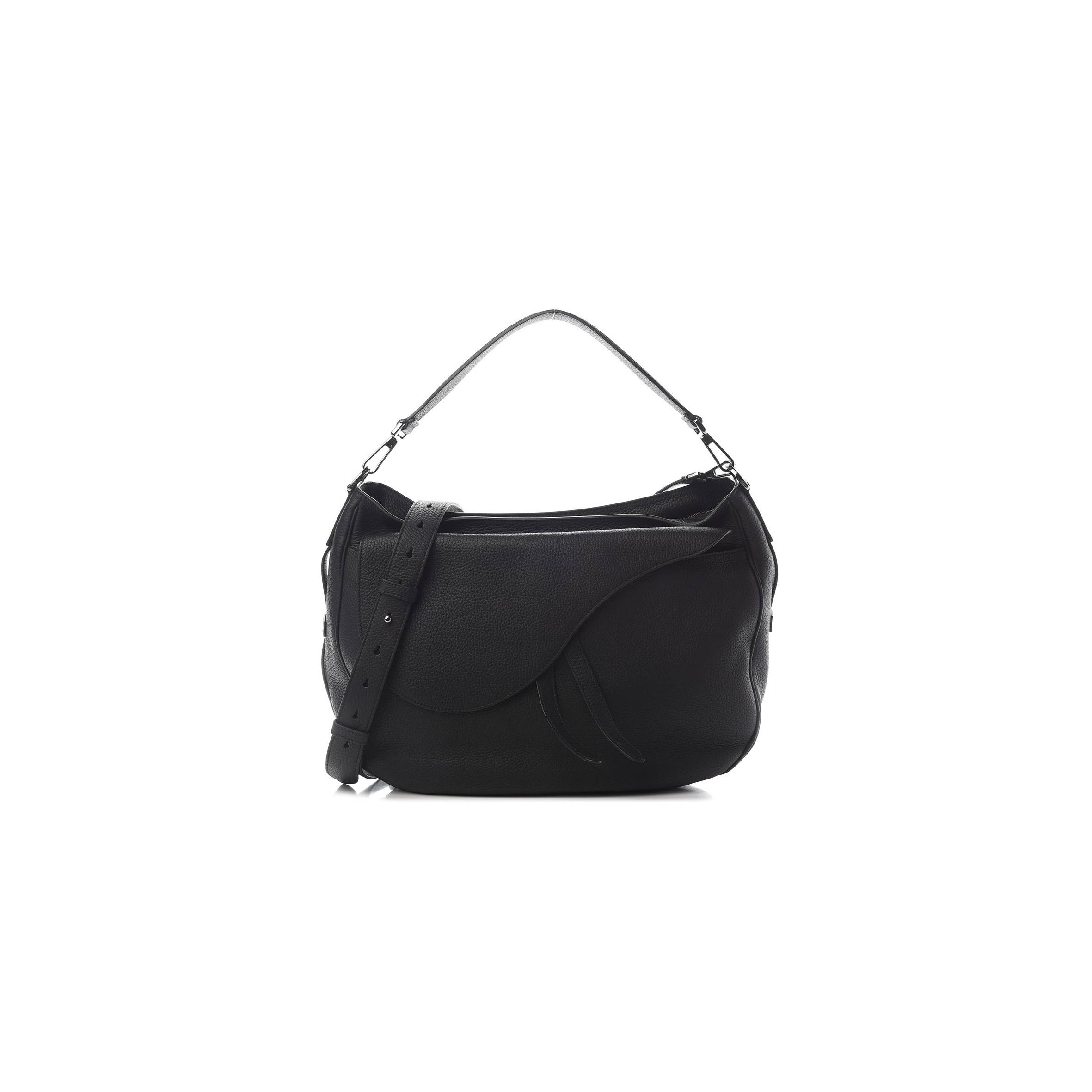 DIOR GRAINED CALFSKIN SADDLE SOFT BAG BLACK (31*27*12.7cm)