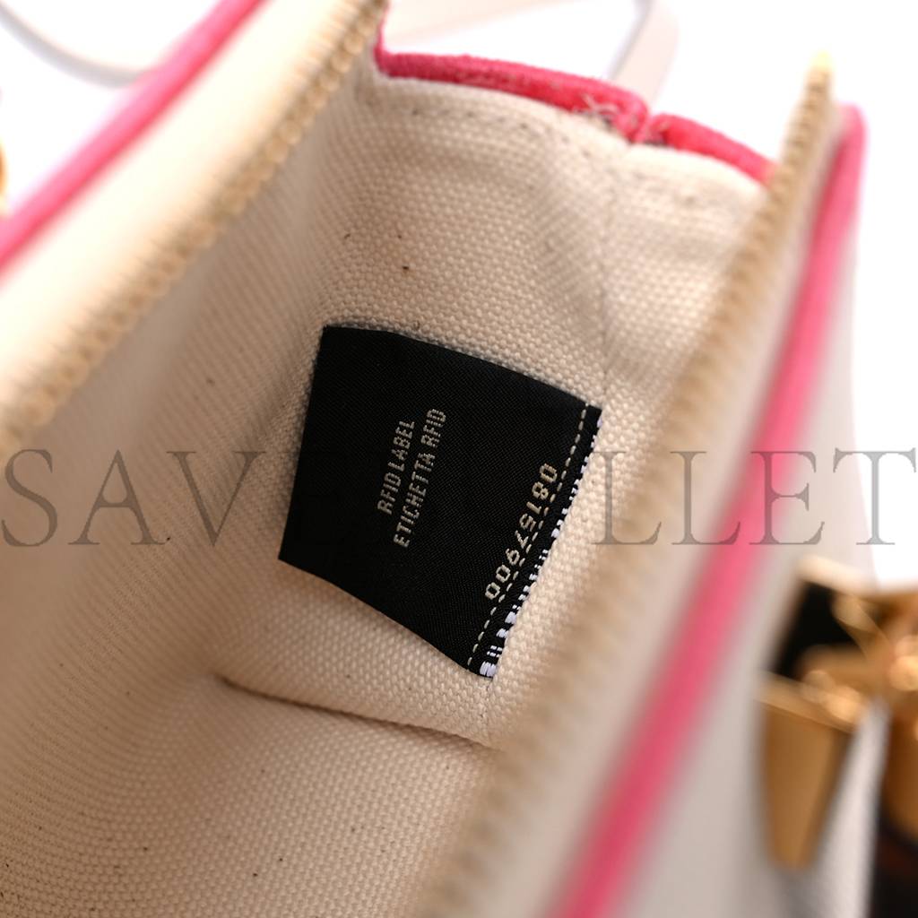 FENDI CANVAS PLEXIGLASS LOGO EMBROIDERED MINI BY THE WAY TOP HANDLE BOSTON BAG GREZZO PINK DALIA (18*11*8cm)